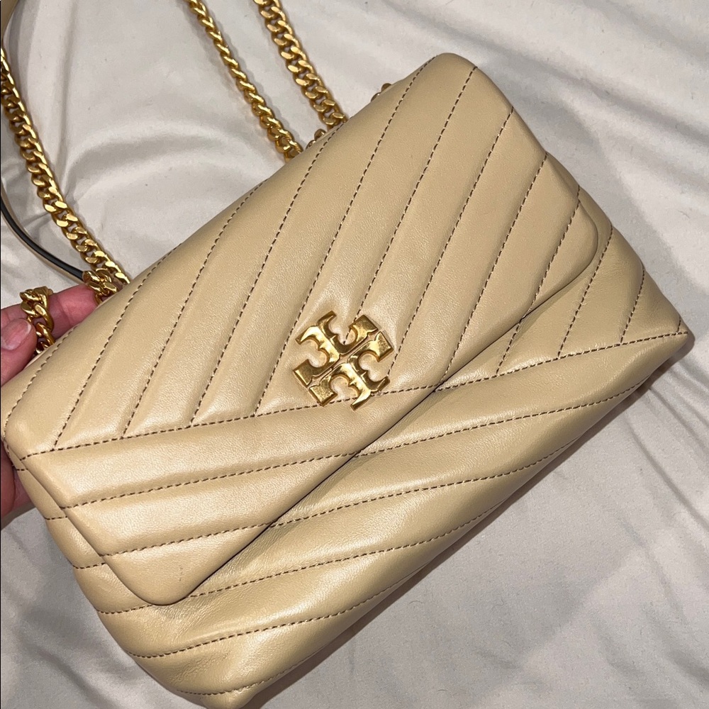Tory Burch Beige Quilted Shoulder Bag